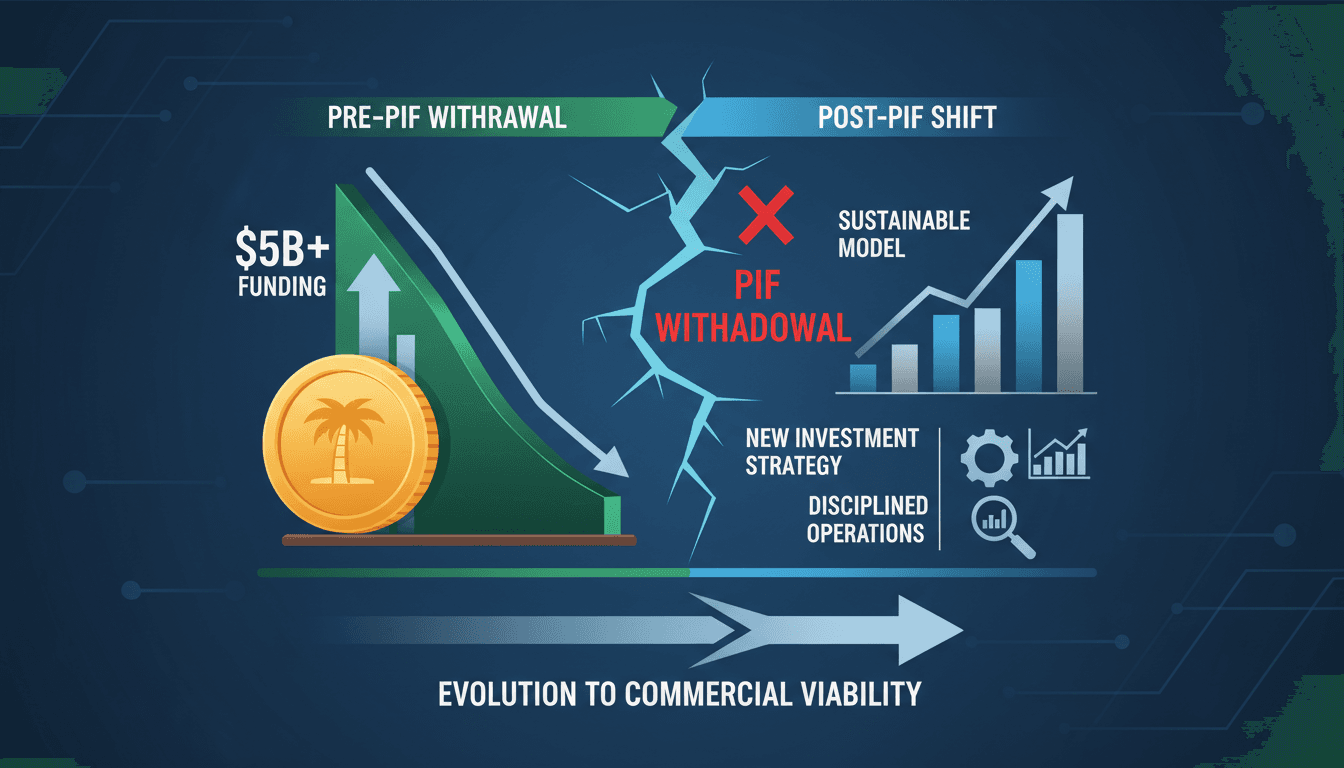 Infographic showing LIV Golf's funding changes and future event plans after PIF withdrawal.