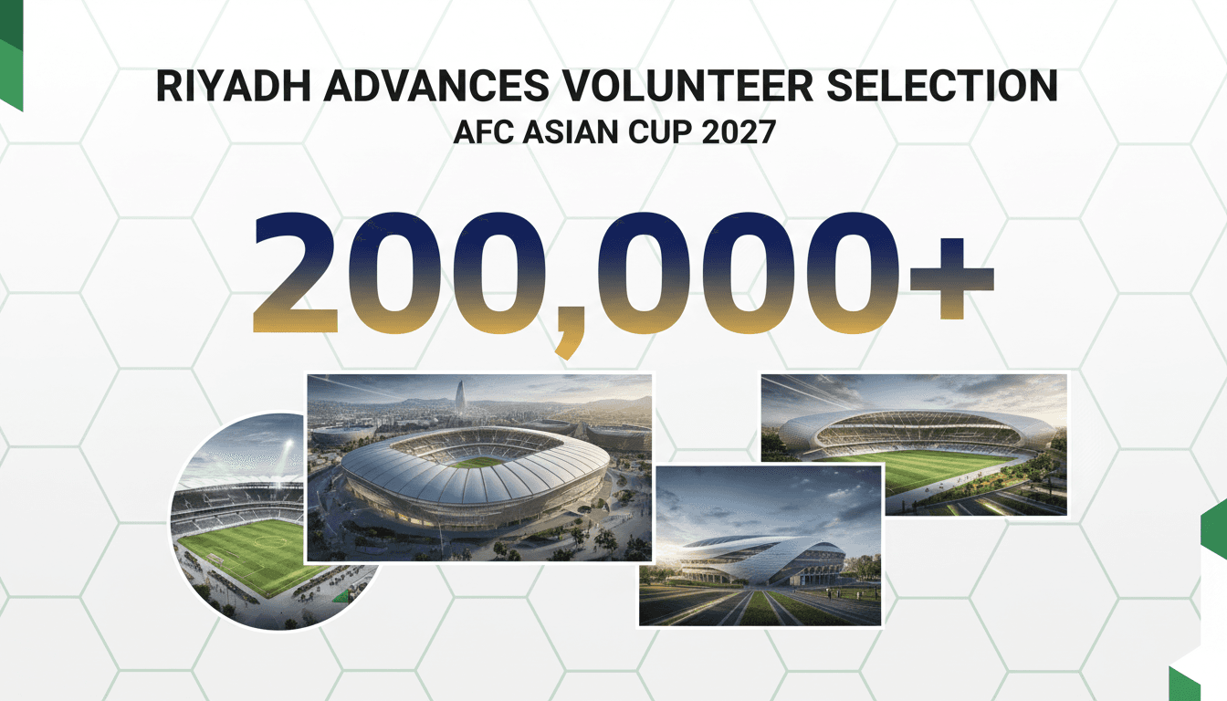 Volunteers preparing for the AFC Asian Cup 2027 in Saudi Arabia, showcasing the event's significance.