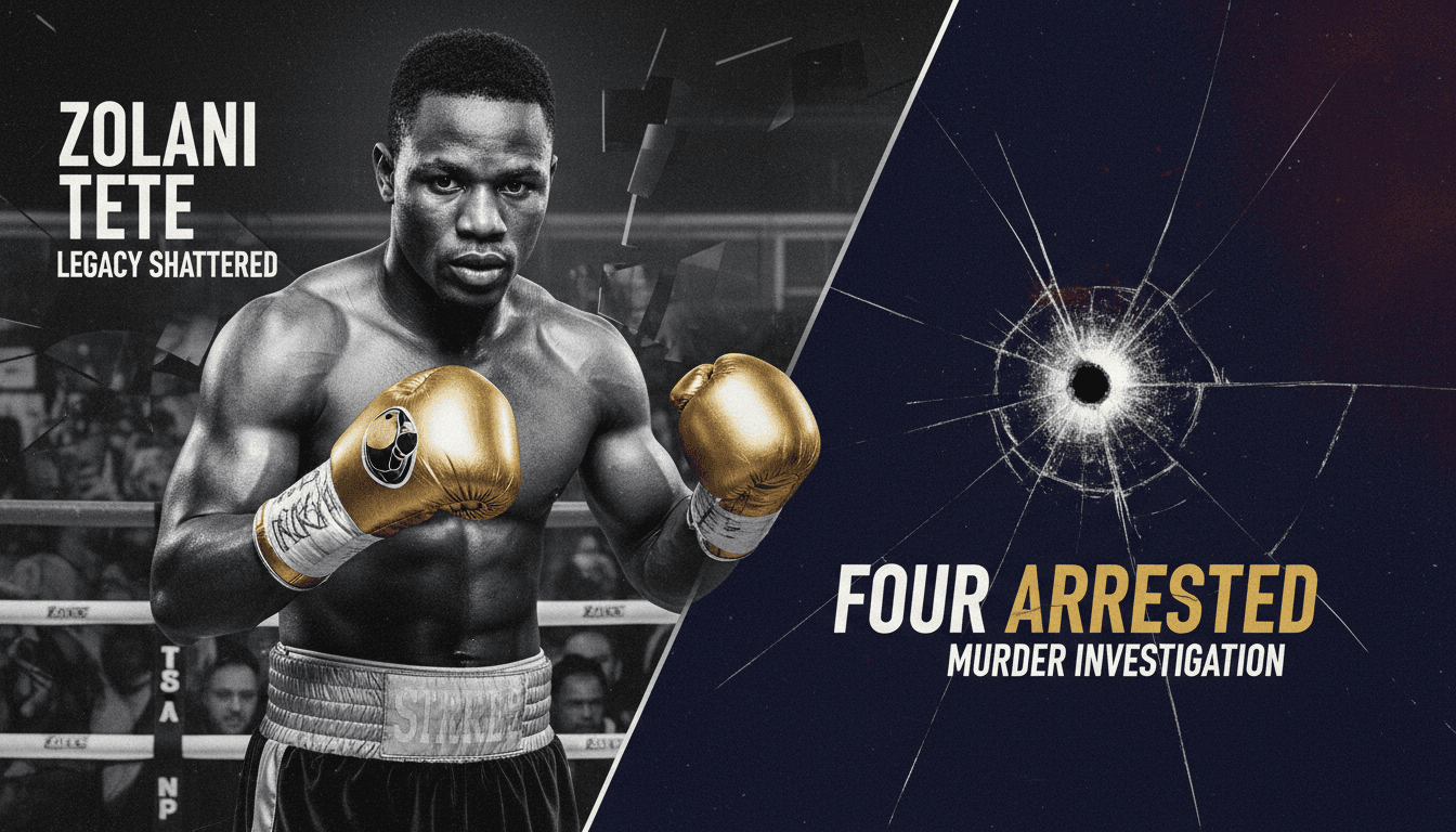 A powerful image of Zolani Tete in the boxing ring, symbolizing his legacy and the recent tragic events surrounding his death.