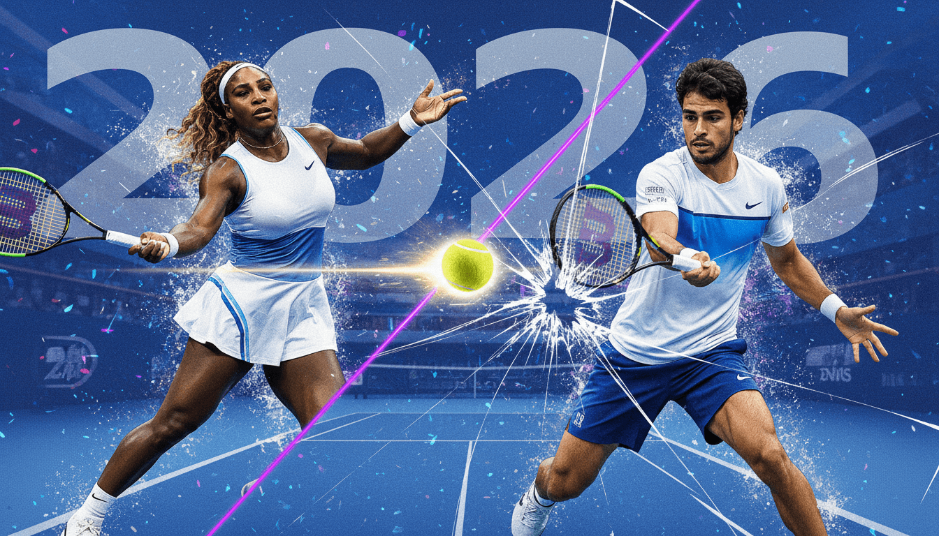 Serena Williams and Carlos Alcaraz competing in the US Open 2026 mixed doubles event.