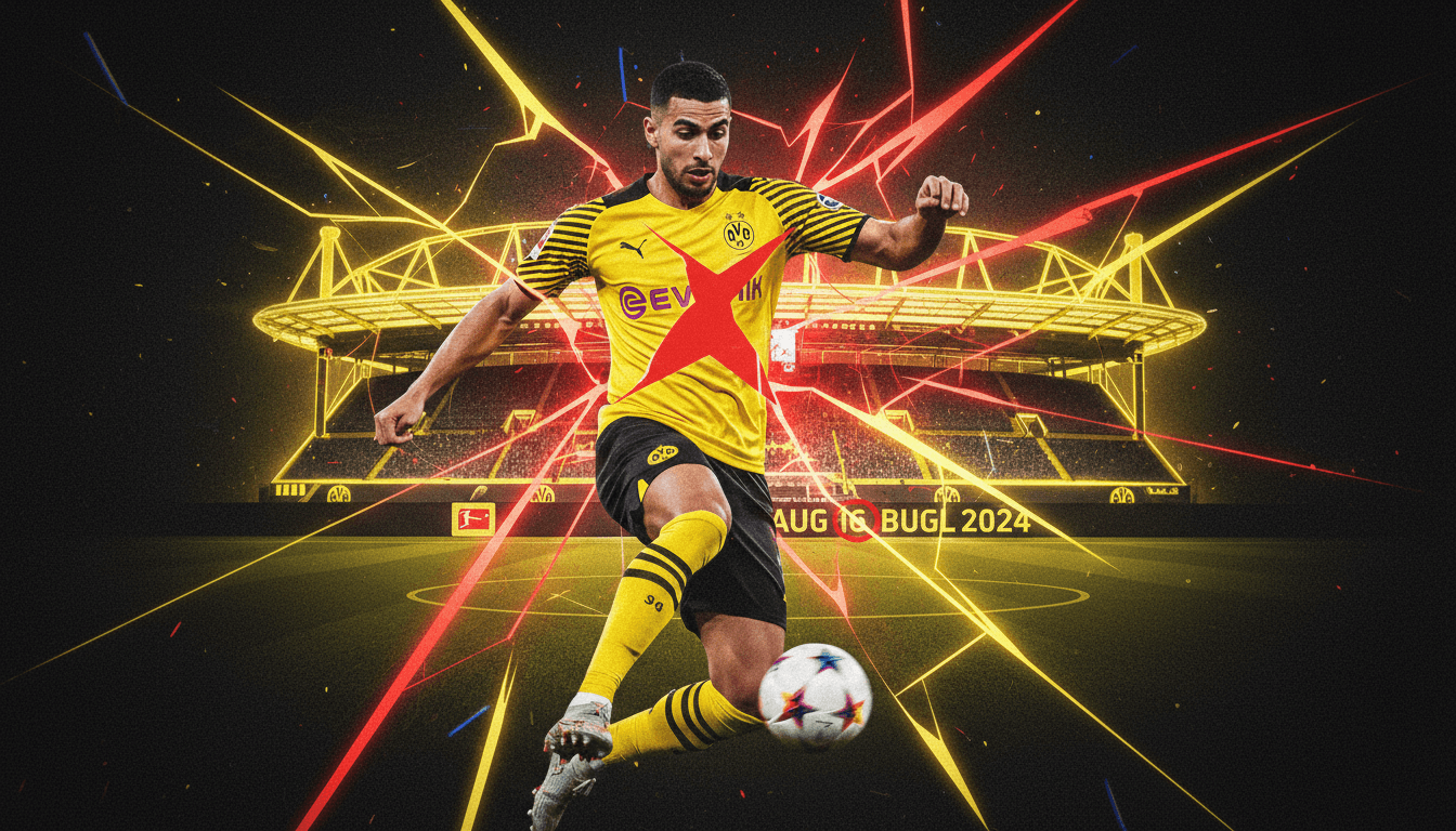 Rami Ben Sebaini playing for Borussia Dortmund, highlighting his importance in the Bundesliga.