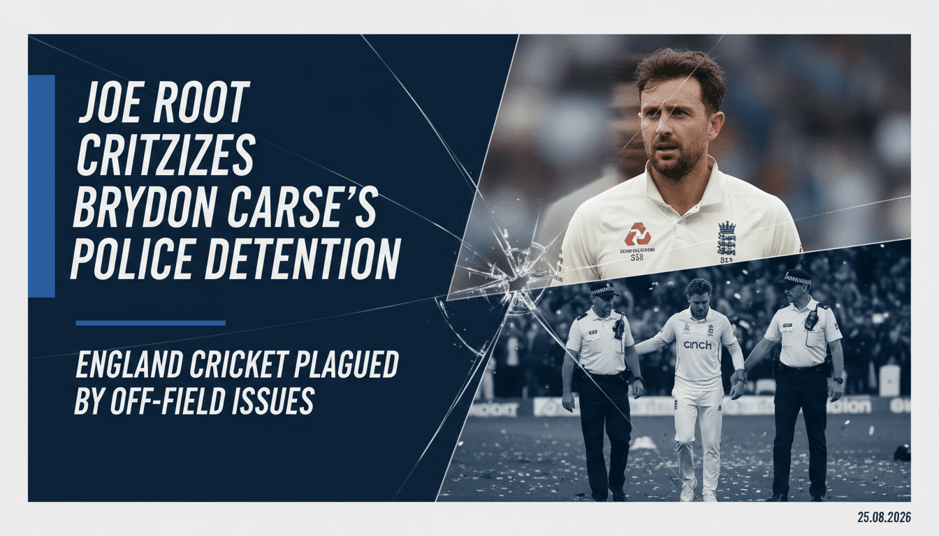 Joe Root expressing frustration over Brydon Carse's police detention during a press conference.