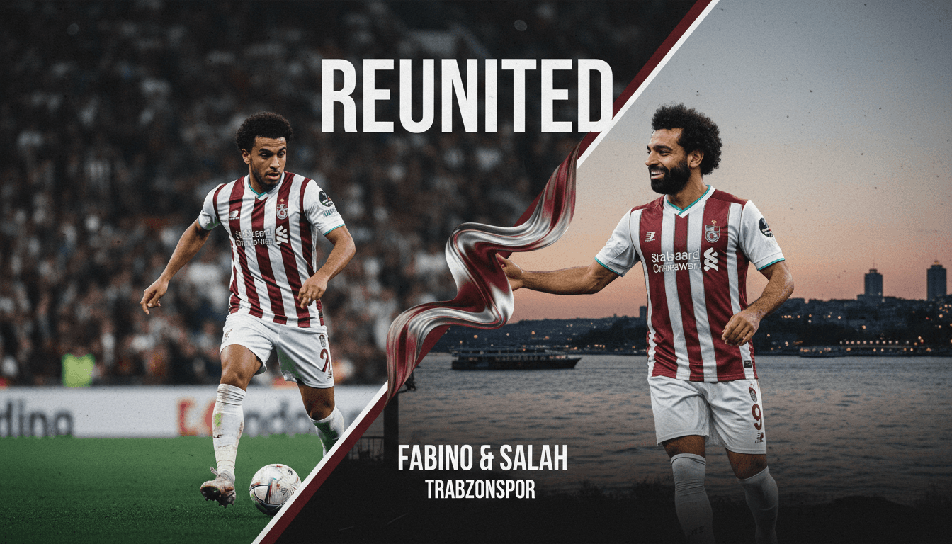 Fabinho in Trabzonspor kit with Mohamed Salah, highlighting their reunion in Turkish football.