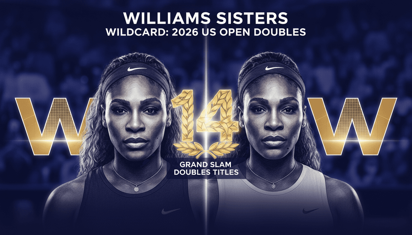 Serena and Venus Williams celebrating their wildcard entry for the 2026 US Open women's doubles.