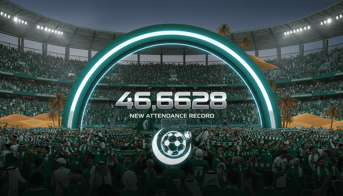 Fans celebrating at Al-Ahli's record attendance match during the FIFA Intercontinental Cup in Saudi Arabia.