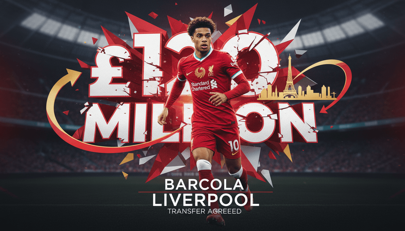 Liverpool's new signing Bradley Barcola in action, highlighting the £120 million transfer deal.