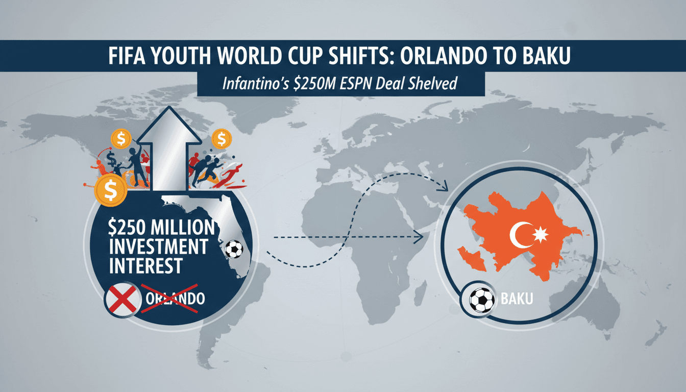 Infographic detailing the shelved FIFA U-15 World Cup plans and investment interests.