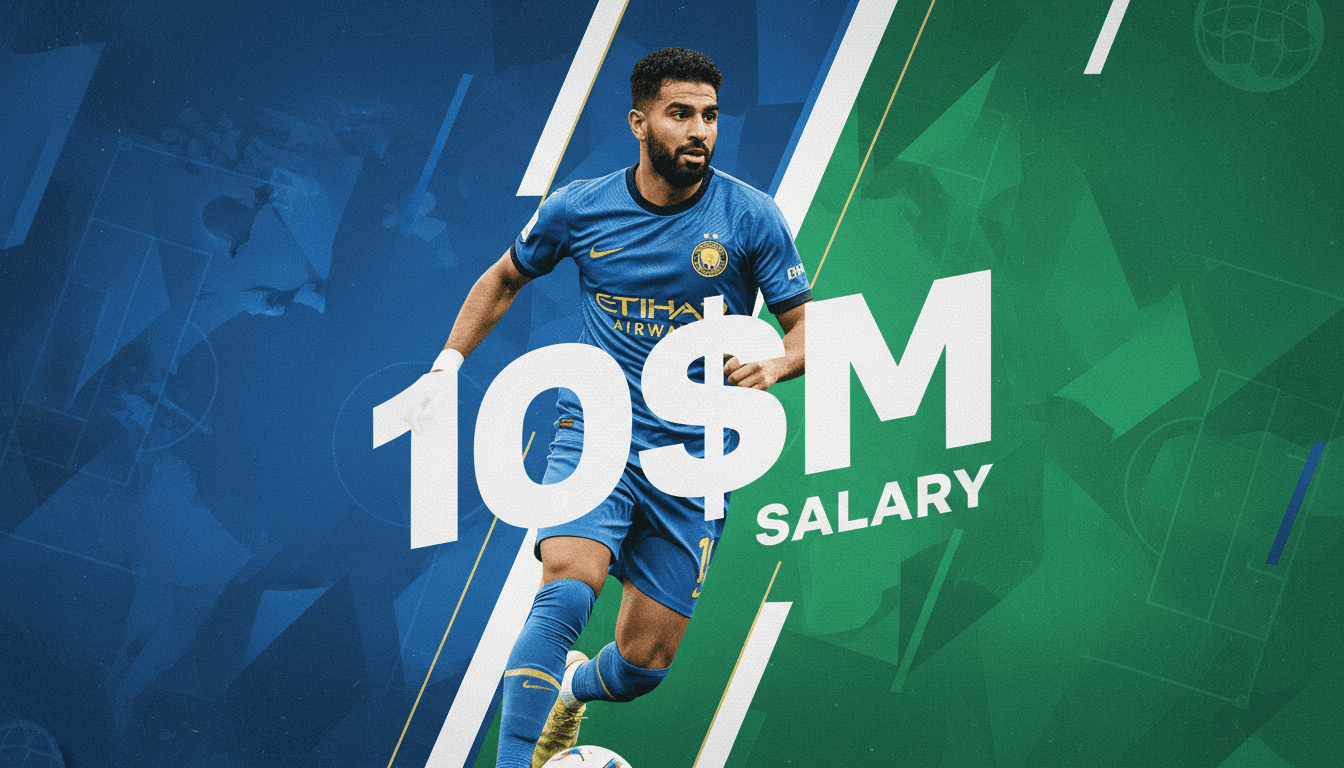 Riyad Mahrez in action, with a focus on his potential $10 million salary in Saudi Pro League negotiations.