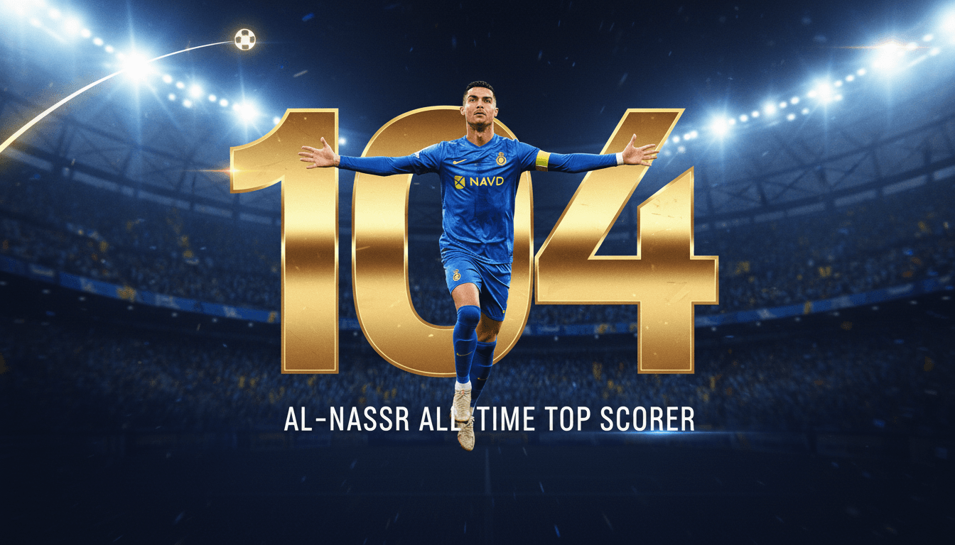 Cristiano Ronaldo celebrating his record-breaking goal for Al-Nassr in the Saudi Pro League.