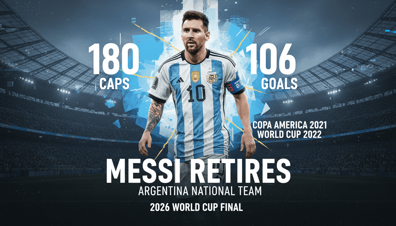 Lionel Messi in Argentina jersey announcing his retirement from international football.