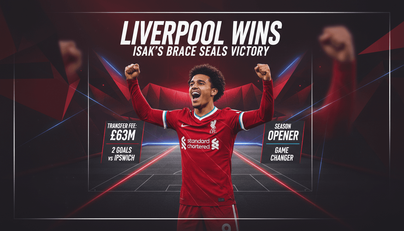 Alexander Isak celebrating his goals in Liverpool's 2-0 win over Ipswich Town, showcasing his potential impact this season.