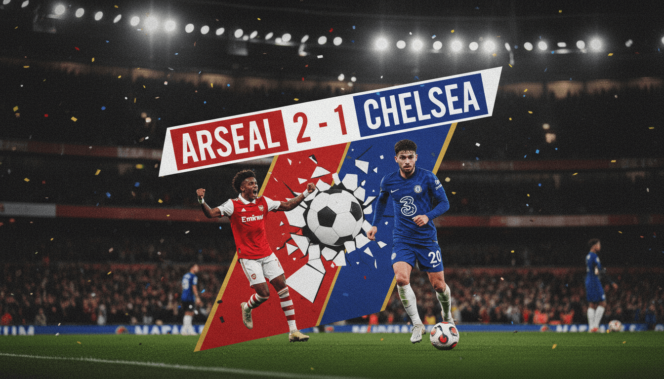 Arsenal vs Chelsea match highlights with final score and key players featured.