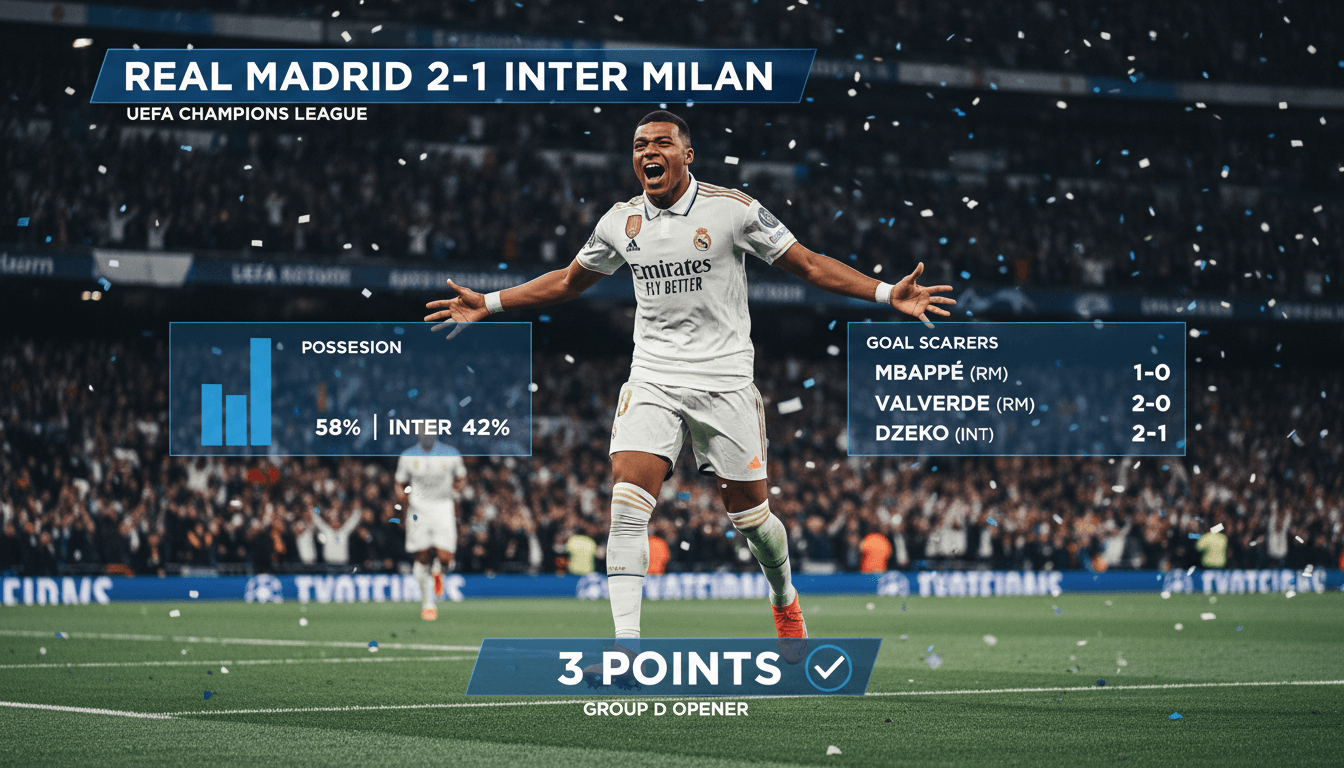 Real Madrid wins UEFA Champions League opener against Inter Milan 2-1