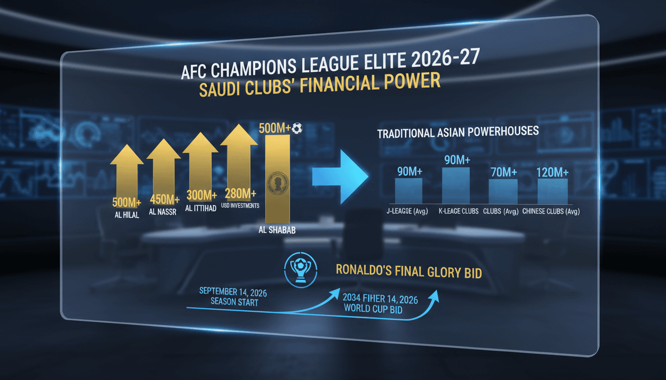 Cristiano Ronaldo leading Al Nassr in the AFC Champions League, highlighting Saudi investment in football.