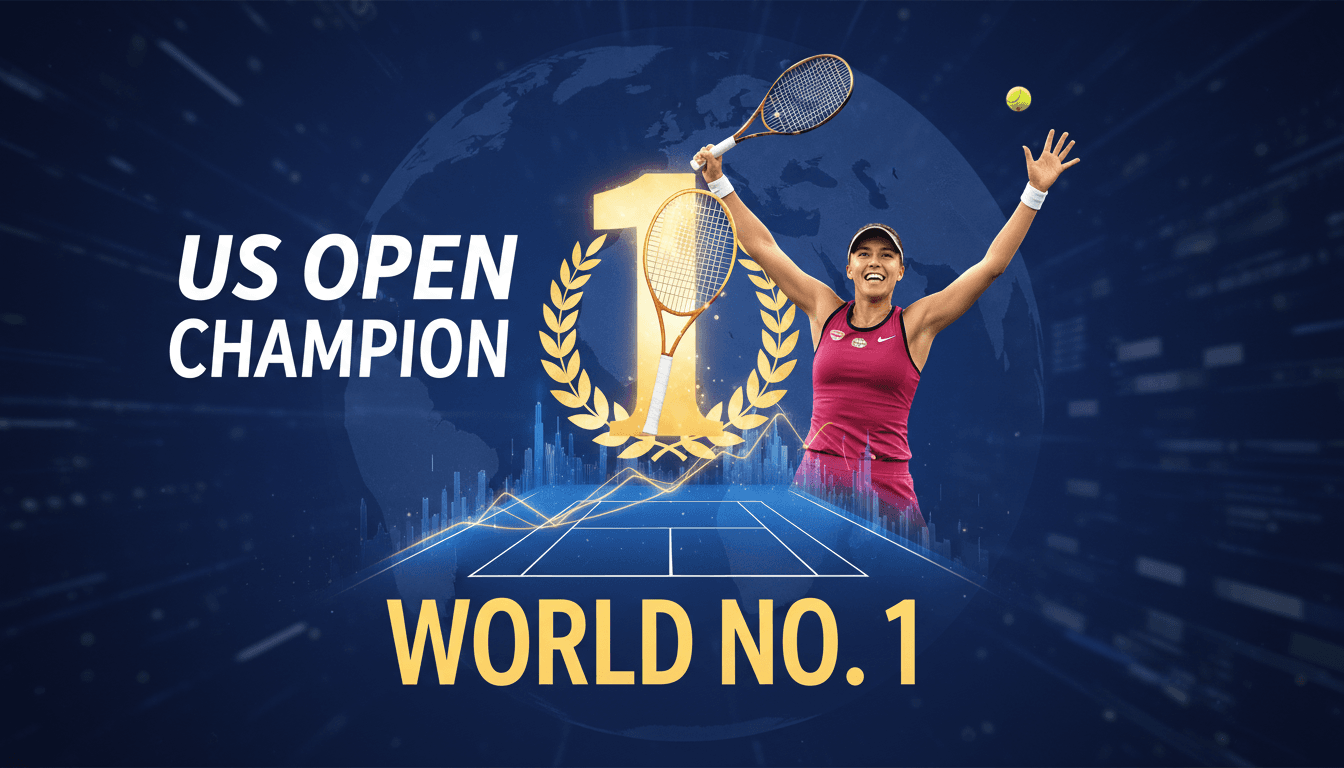 Elena Rybakina celebrating her US Open victory, symbolizing the rise of women's sports.