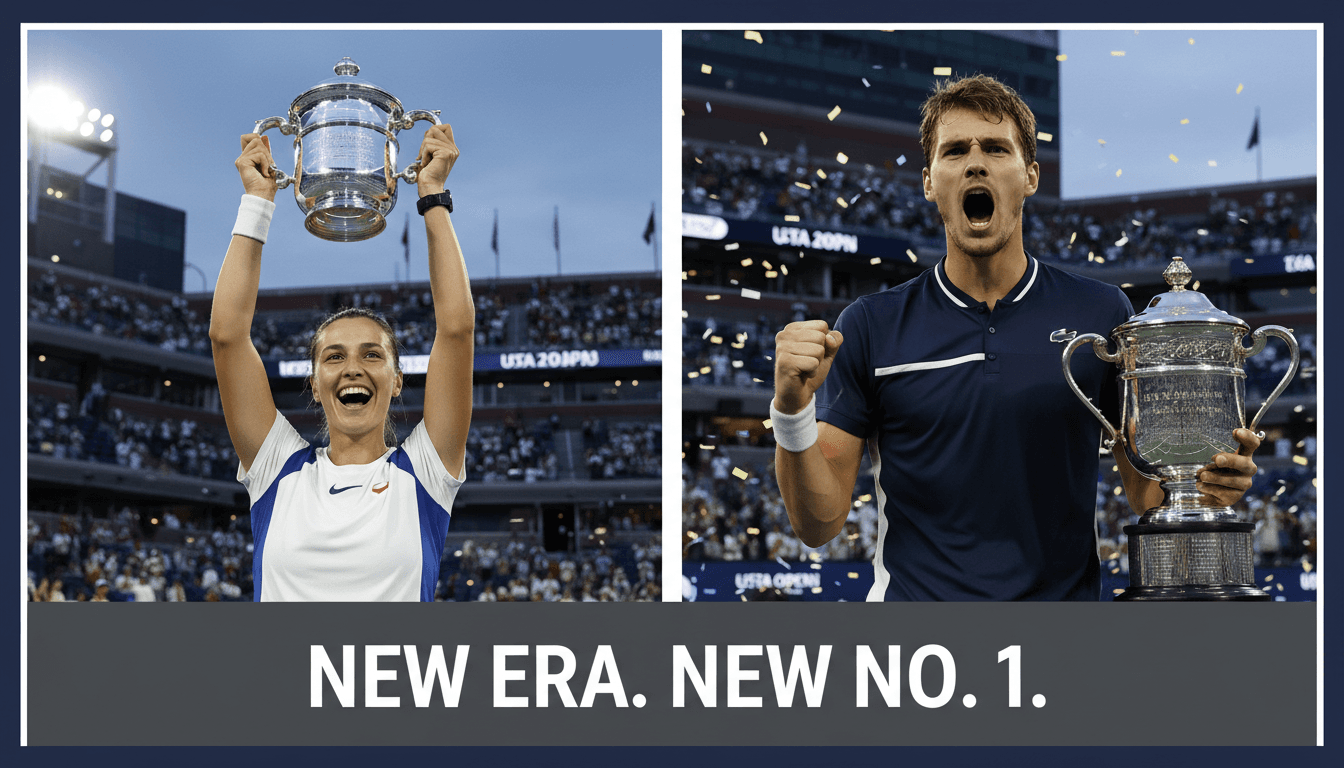 Rybakina and Zverev celebrating their US Open titles, representing a new era in tennis.