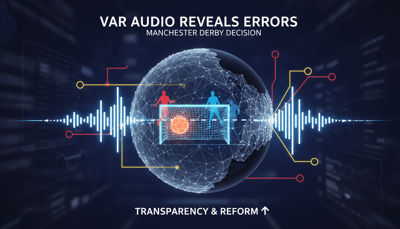 A graphic showing the VAR decision-making process and its implications for transparency in sports officiating.
