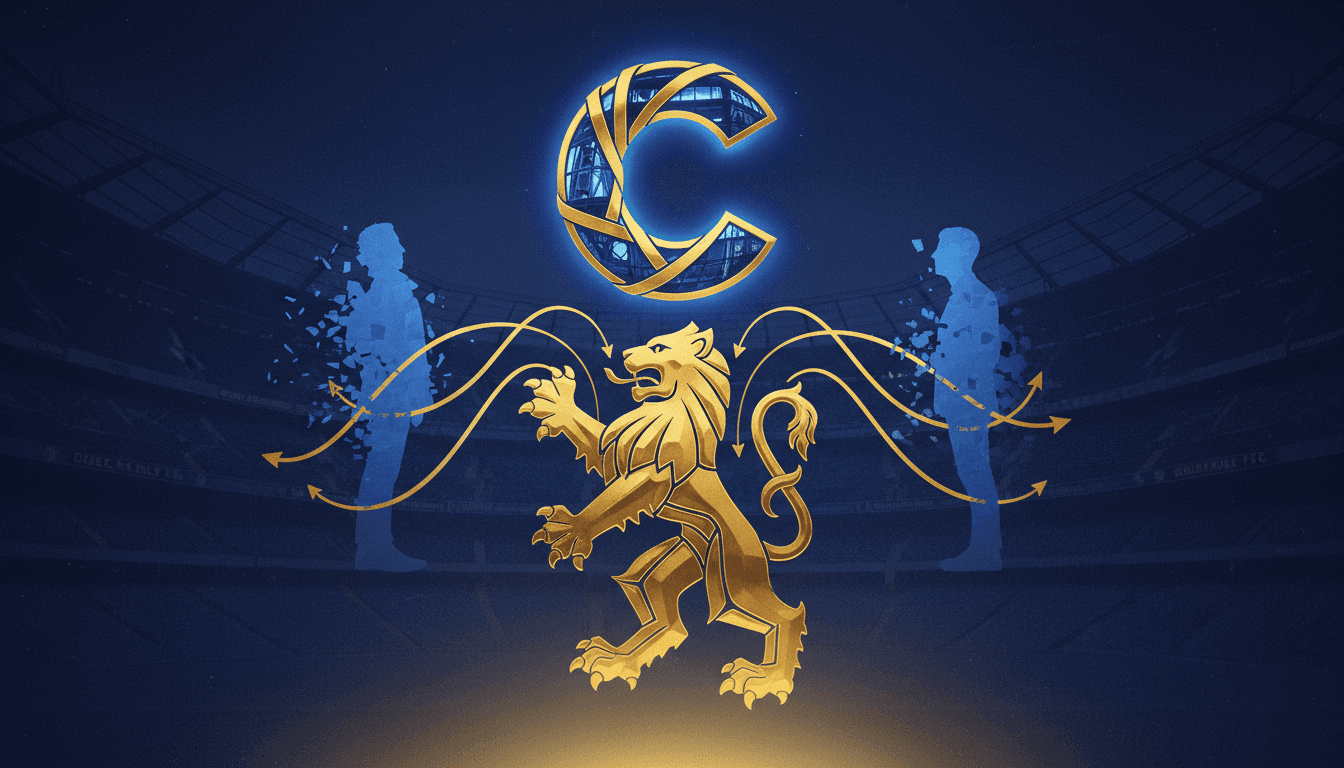 A graphic illustrating Clearlake Capital's full ownership of Chelsea FC, highlighting the club's new strategic direction.