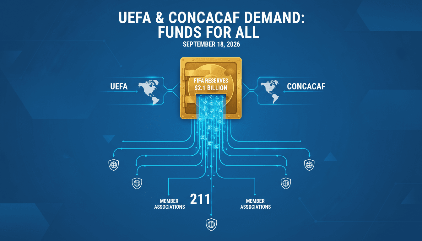 Infographic showing FIFA's reserves and proposed distribution to member associations.