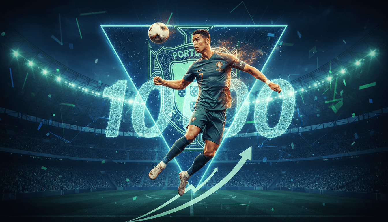 Cristiano Ronaldo playing for Portugal, showcasing his leadership and goal-scoring ability.