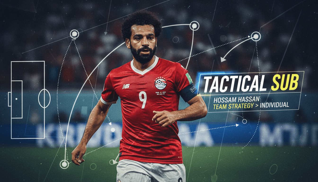 Mohamed Salah playing during the AFCON qualifier match, with tactical notes on the image.