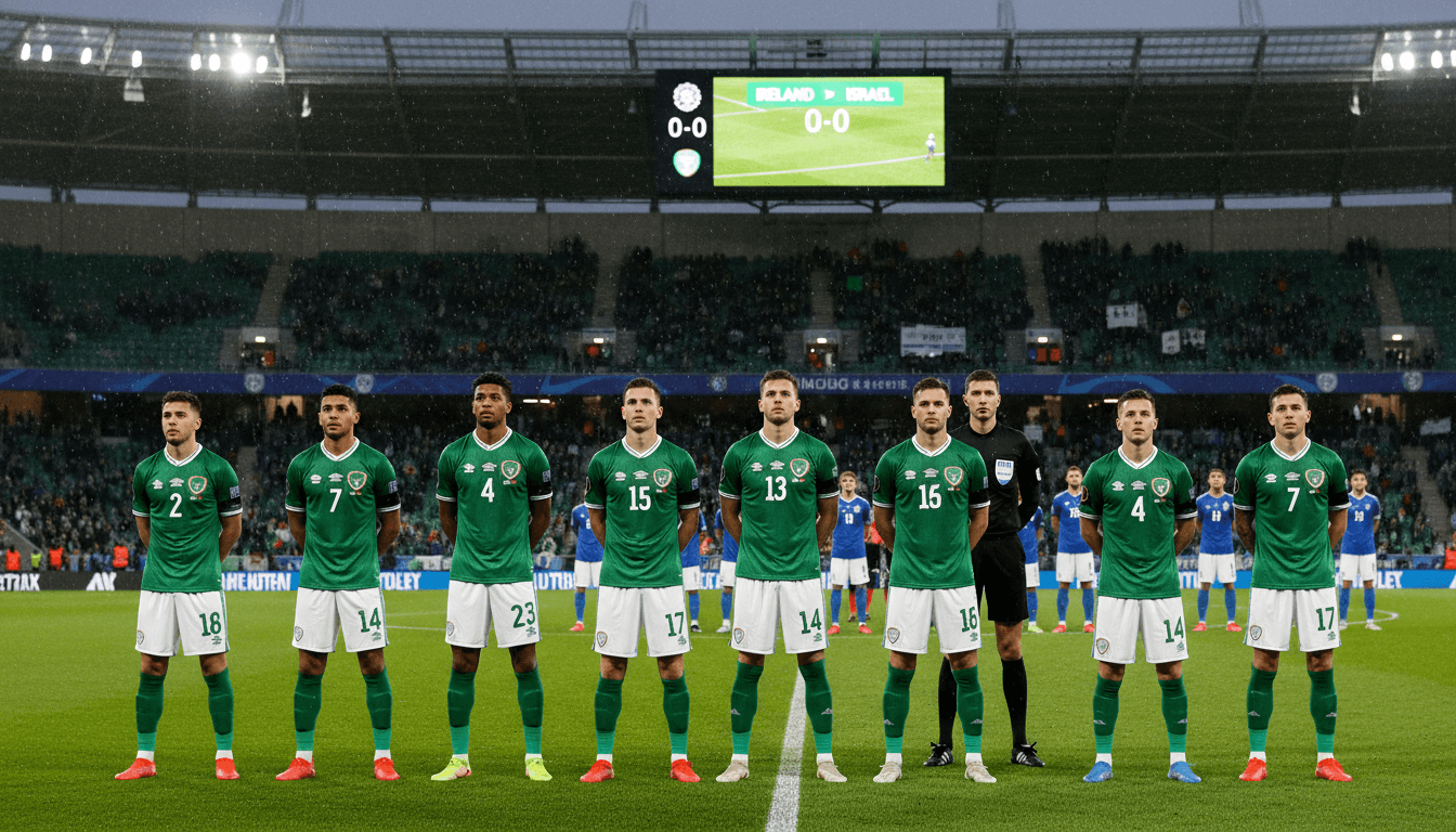 Republic of Ireland national team wearing black armbands during a match, symbolizing activism and sports.