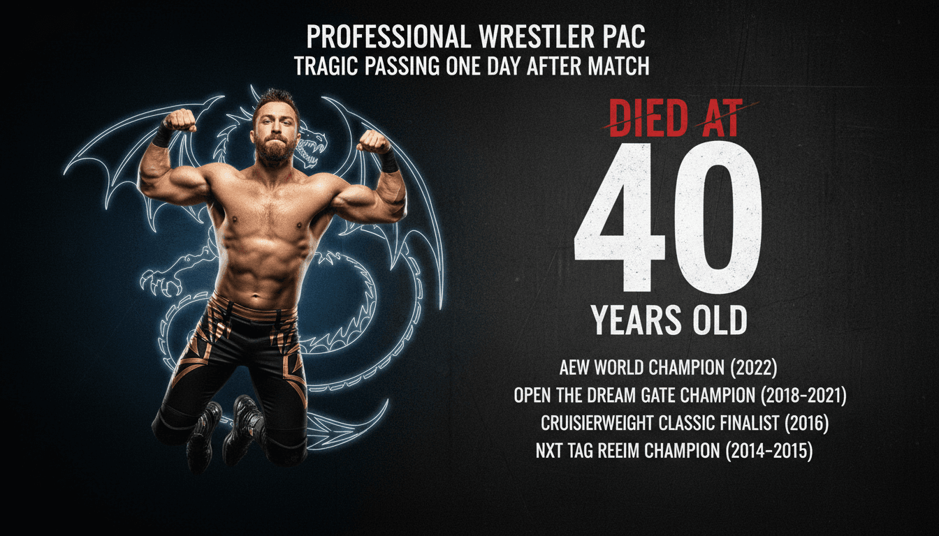 A dynamic image of professional wrestler Pac in action, showcasing his athleticism and career highlights.