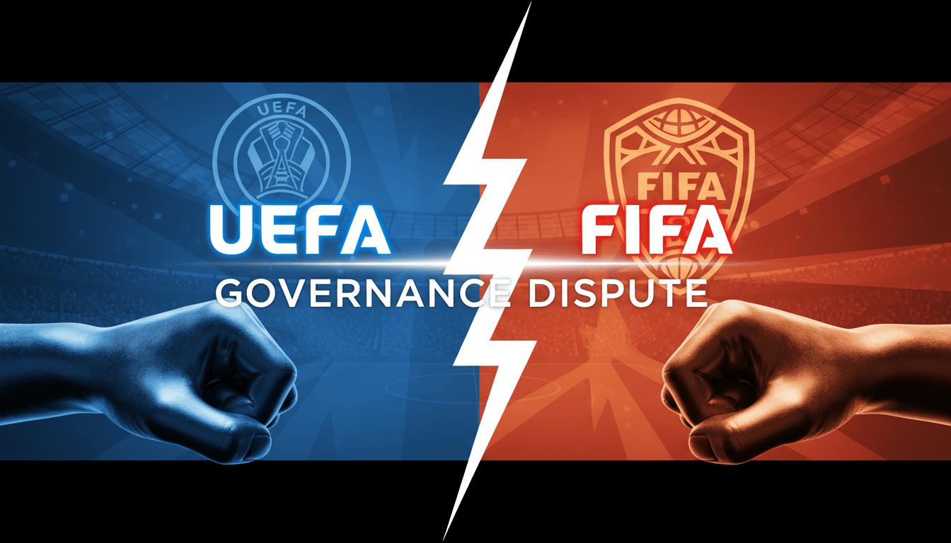 UEFA President Ceferin delivering a speech criticizing FIFA leadership and governance issues.