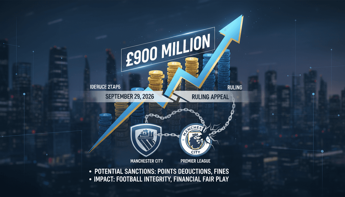 Infographic showing Manchester City's £900 million financial discrepancies and implications for Premier League regulations.