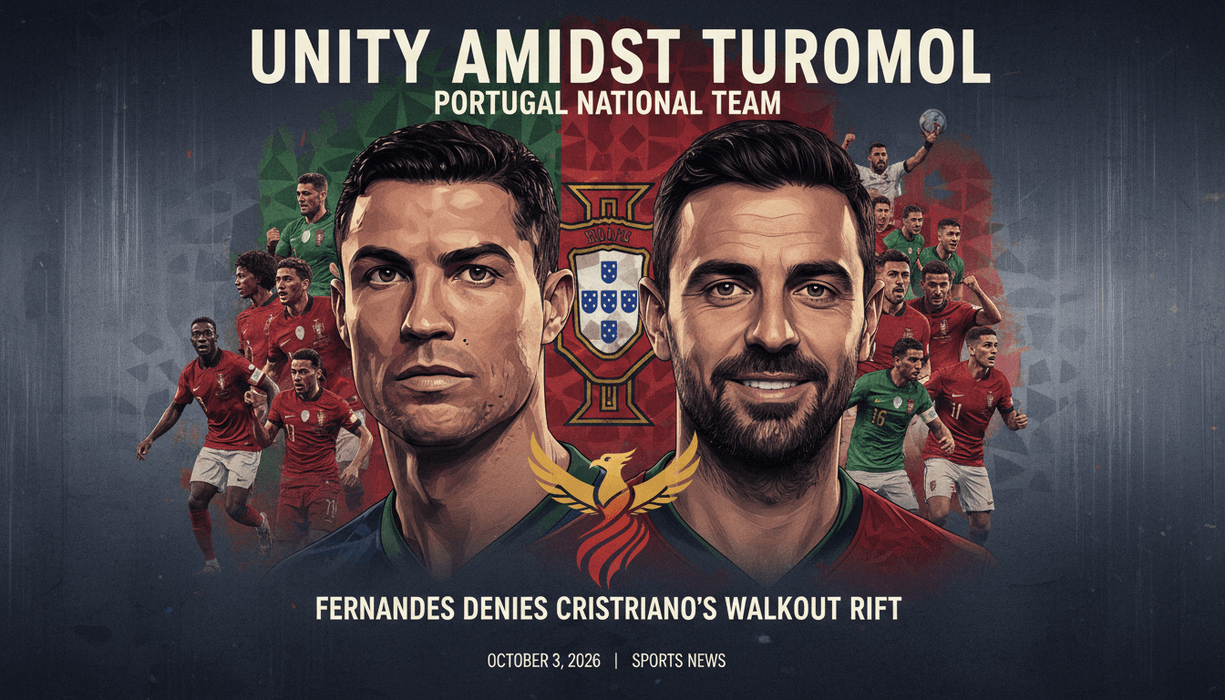 Cristiano Ronaldo and Bruno Fernandes in a Portugal national team setting, highlighting unity amid controversy.