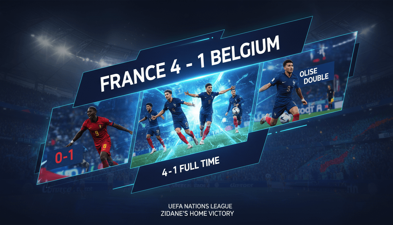 France's national football team celebrating their 4-1 victory over Belgium in the UEFA Nations League.