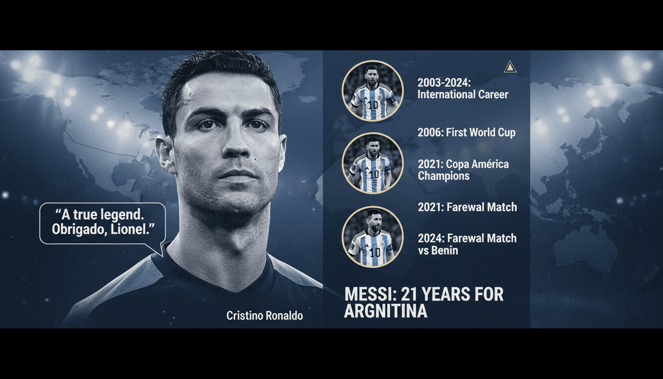 Cristiano Ronaldo's Instagram tribute to Lionel Messi after his retirement from international football.