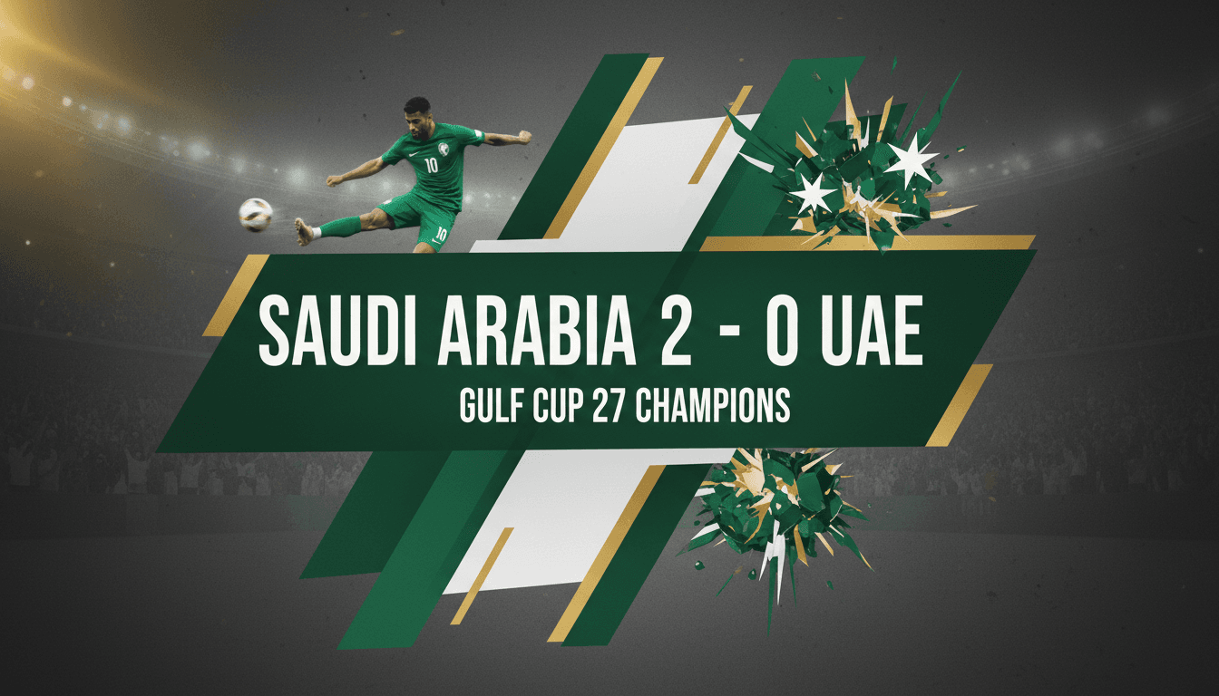 Saudi Arabia's national football team celebrating their Gulf Cup 27 victory over UAE.