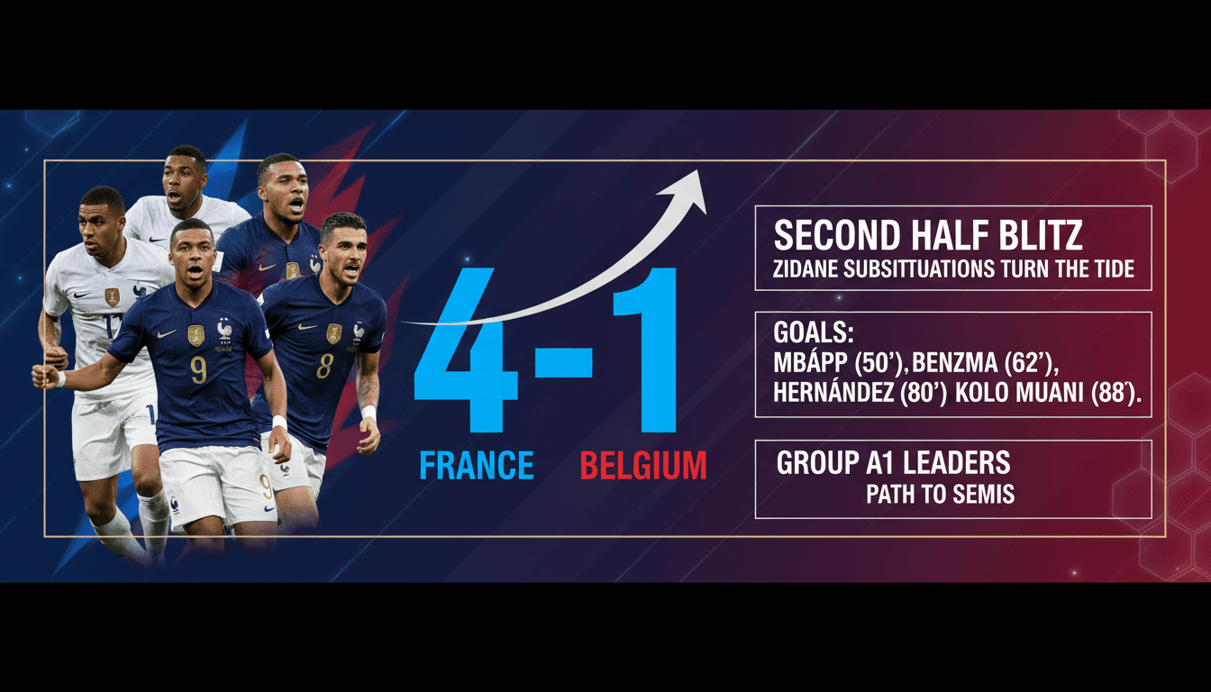 France's football team celebrating their 4-1 victory over Belgium in the UEFA Nations League.