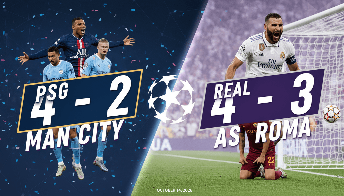 Exciting UEFA Champions League match highlights featuring PSG and Real Madrid victories.