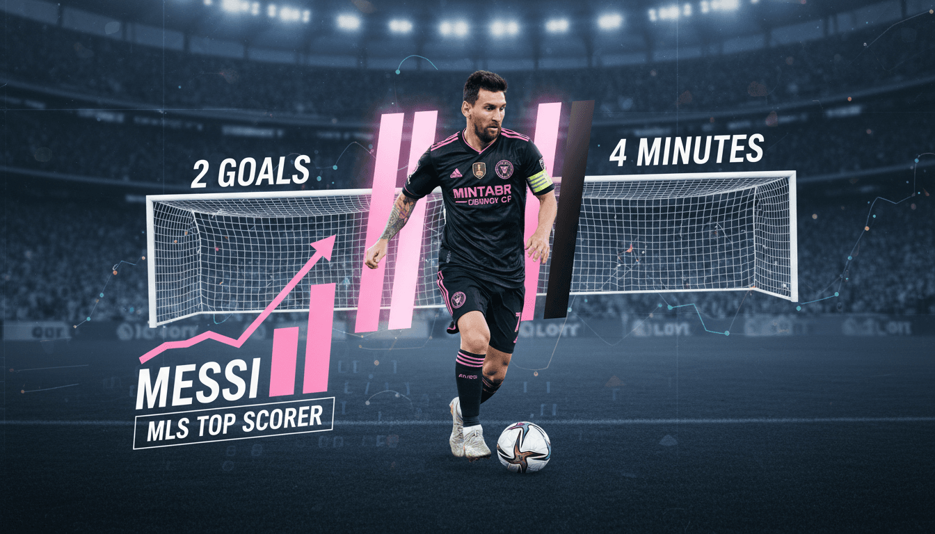 Lionel Messi celebrating after scoring two goals for Inter Miami in MLS match against Atlanta United.