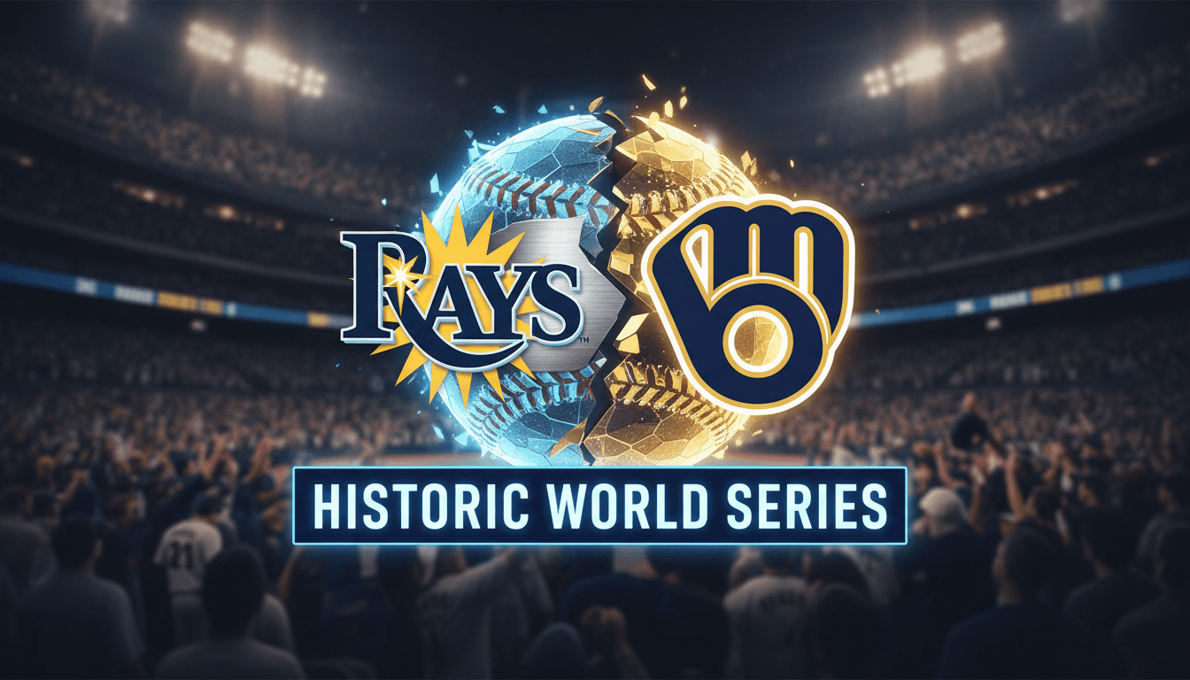 Logos of the Tampa Bay Rays and Milwaukee Brewers representing their first World Series matchup.
