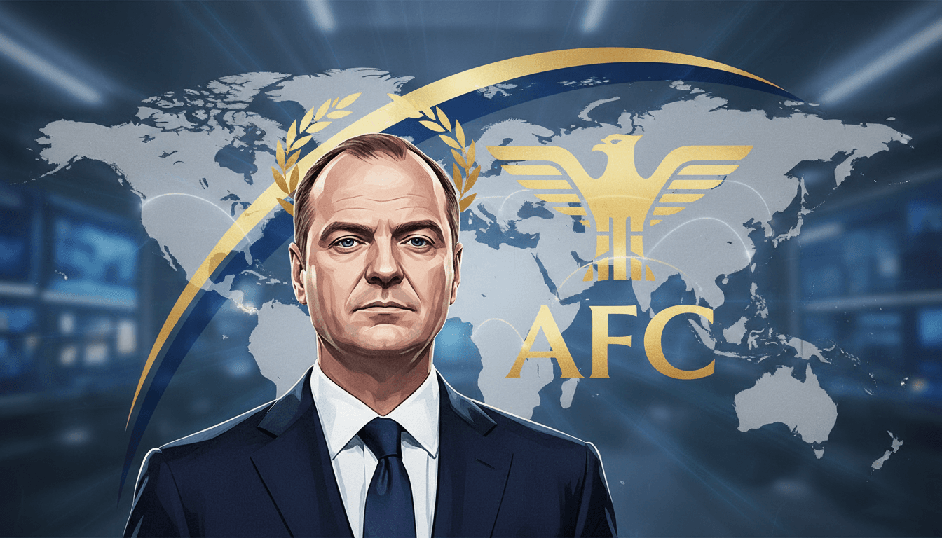 Gianni Infantino with AFC logo, highlighting the endorsement for FIFA presidency.