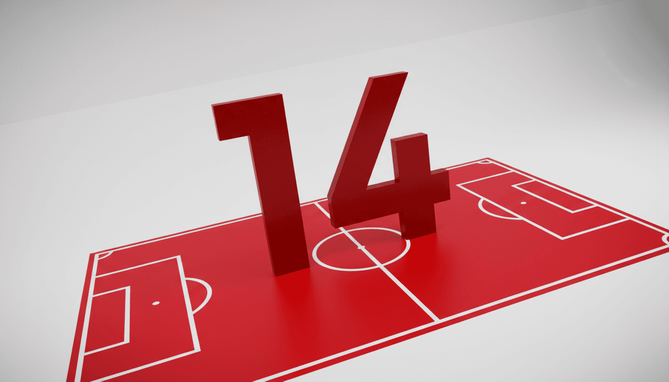 Minimalist graphic showing a football pitch diagram with bold text detailing Vincent Kompany update