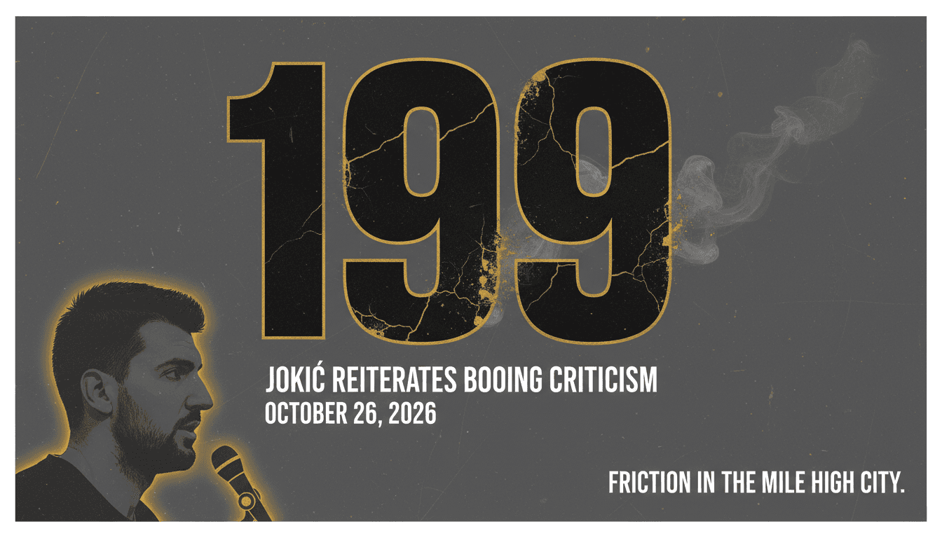 Minimalist slate card with bold gold typography displaying Nikola Jokic career triple double stat