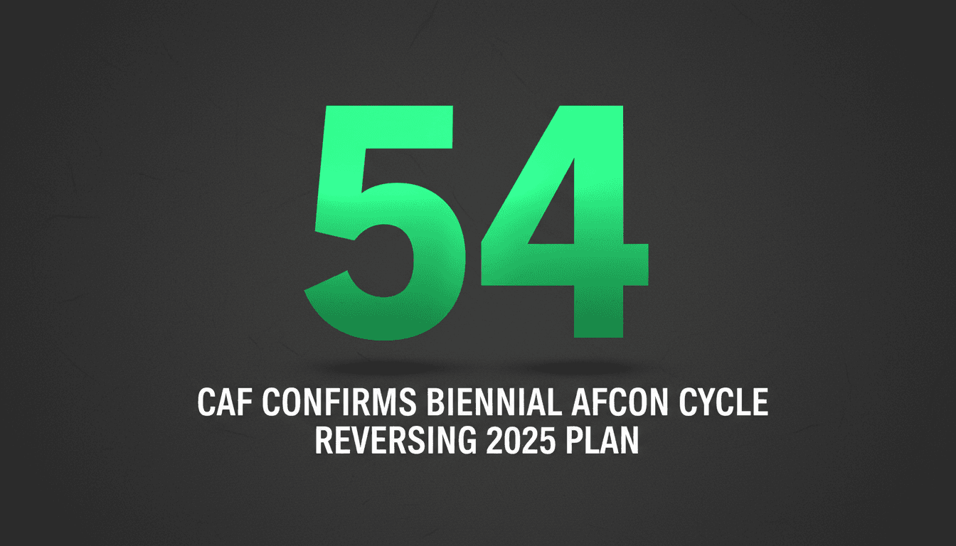 Bold emerald graphic displaying the number 54 representing CAF member associations for the biennial AFCON schedule announcement