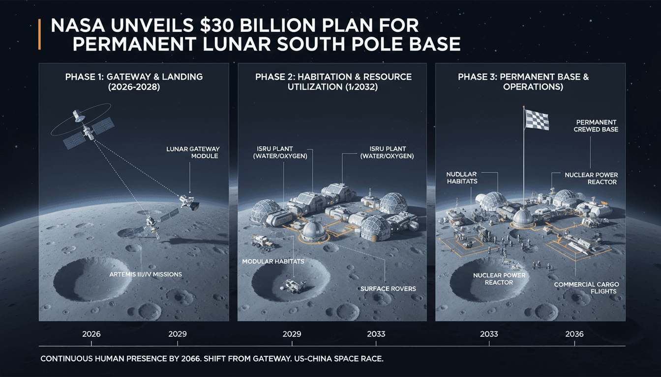 NASA Unveils $30 Billion Plan for Permanent Lunar South Pole Base