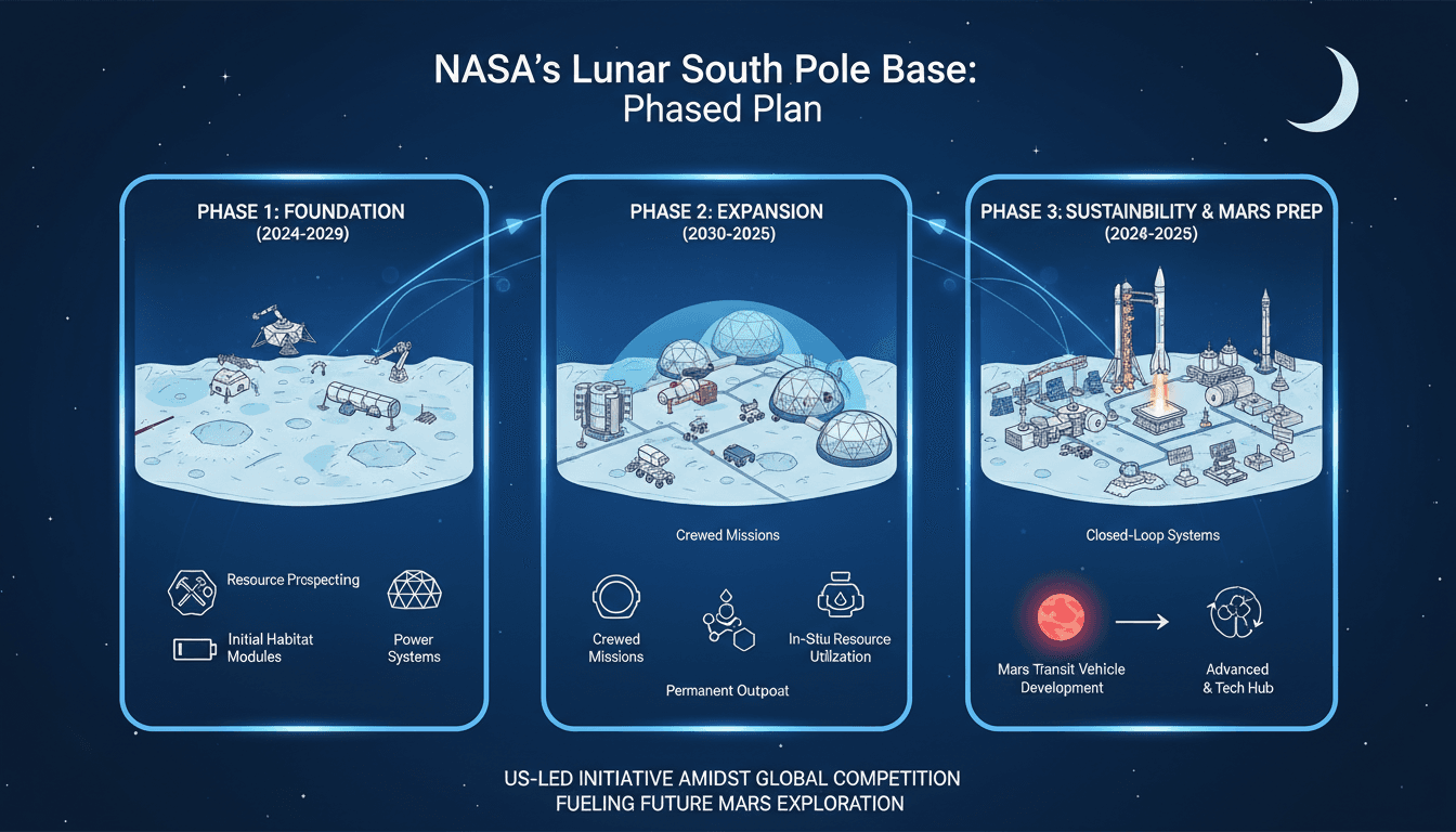 NASA Unveils Phased Plan for Permanent Lunar South Pole Base