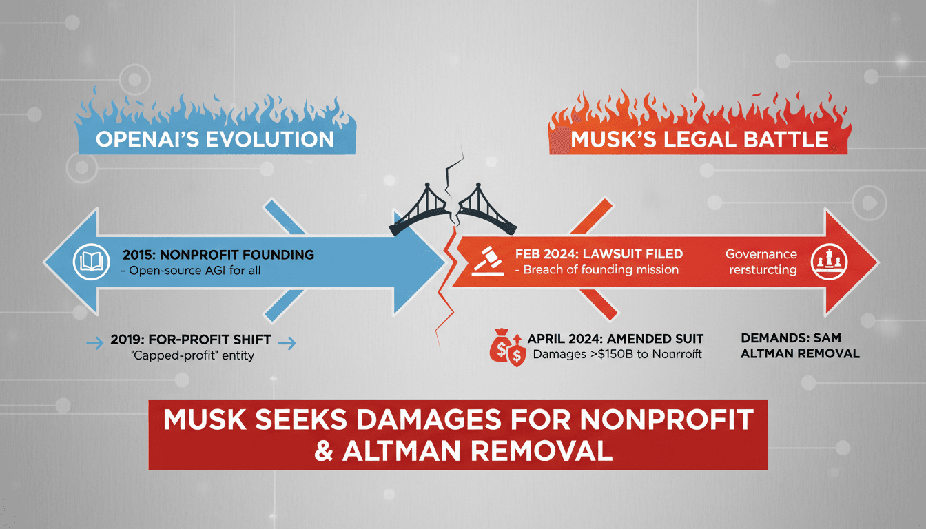 Elon Musk Seeks Damages for OpenAI Lawsuit to Benefit Nonprofit and Remove Sam Altman