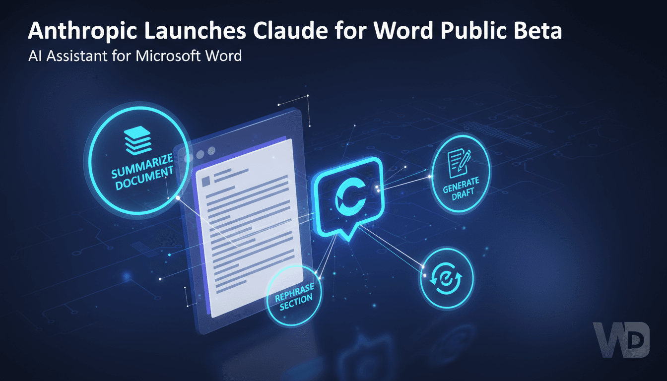 Anthropic Launches Claude for Word Public Beta Add-in for Microsoft Word