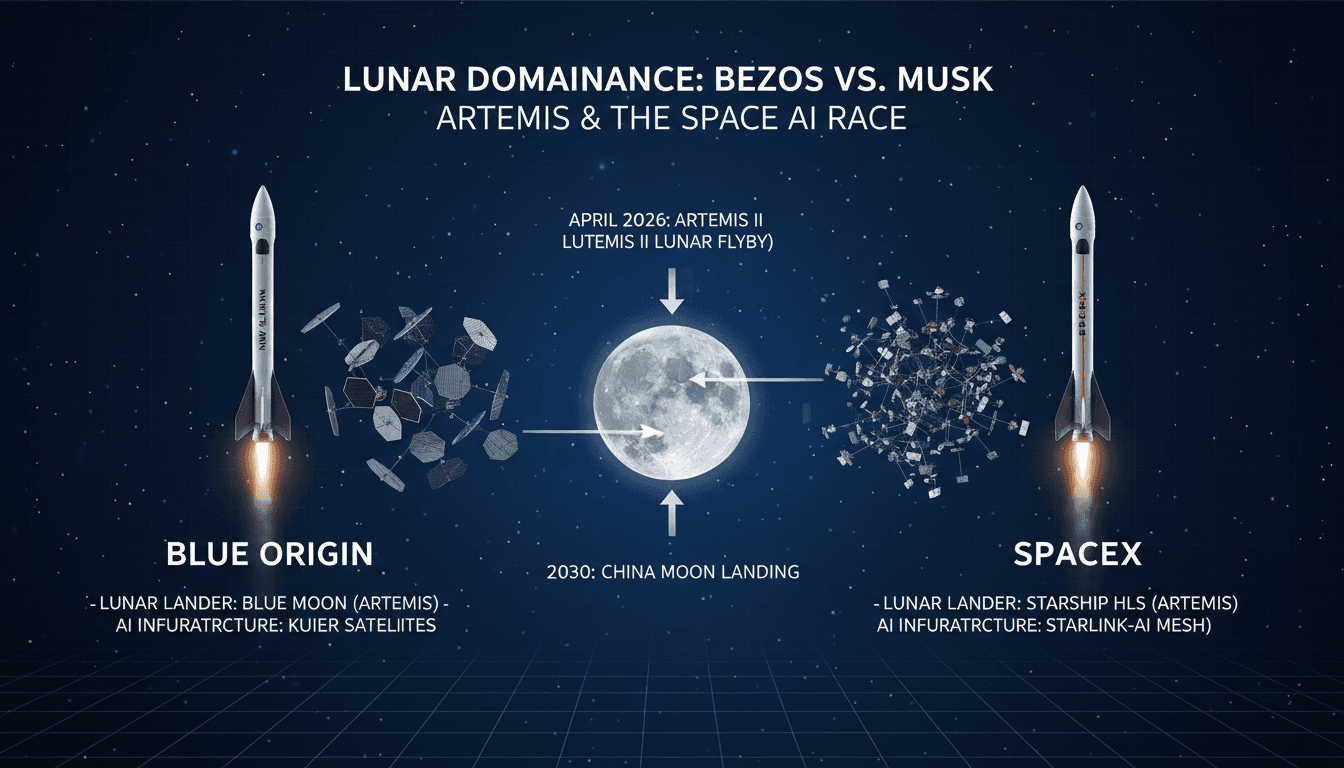 Bezos and Musk Compete for Lunar Dominance Amid NASA's Artemis Program