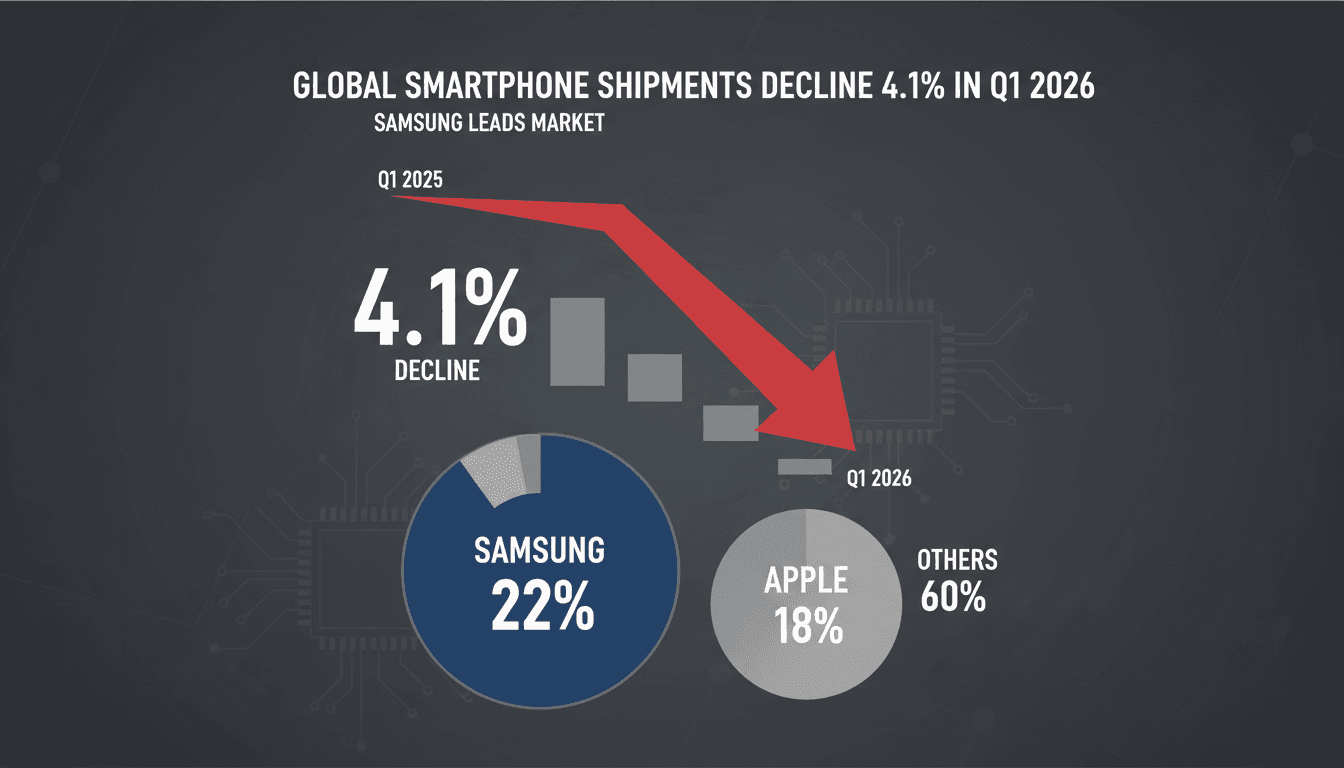 Global Smartphone Shipments Decline 4.1% in Q1 2026 as Samsung Leads Market