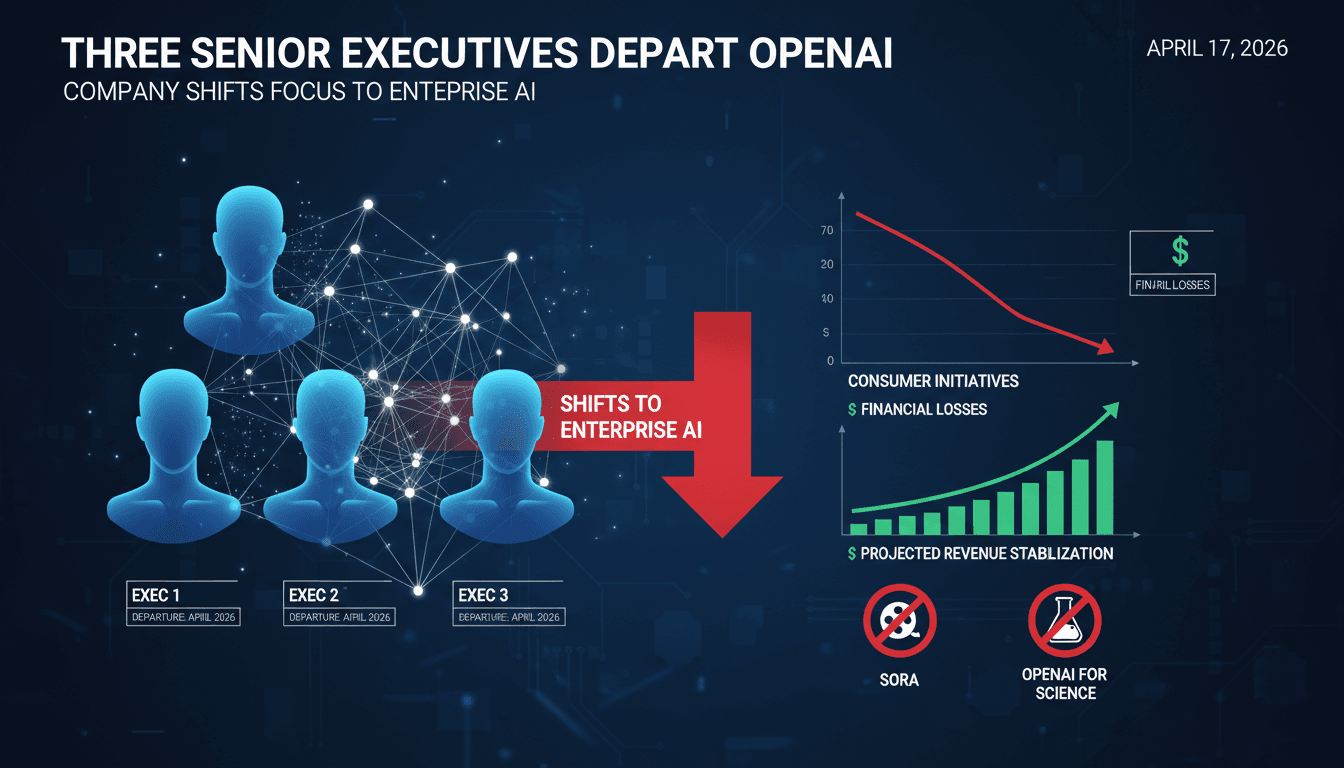 Three Senior Executives Depart OpenAI as Company Shifts Focus to Enterprise AI