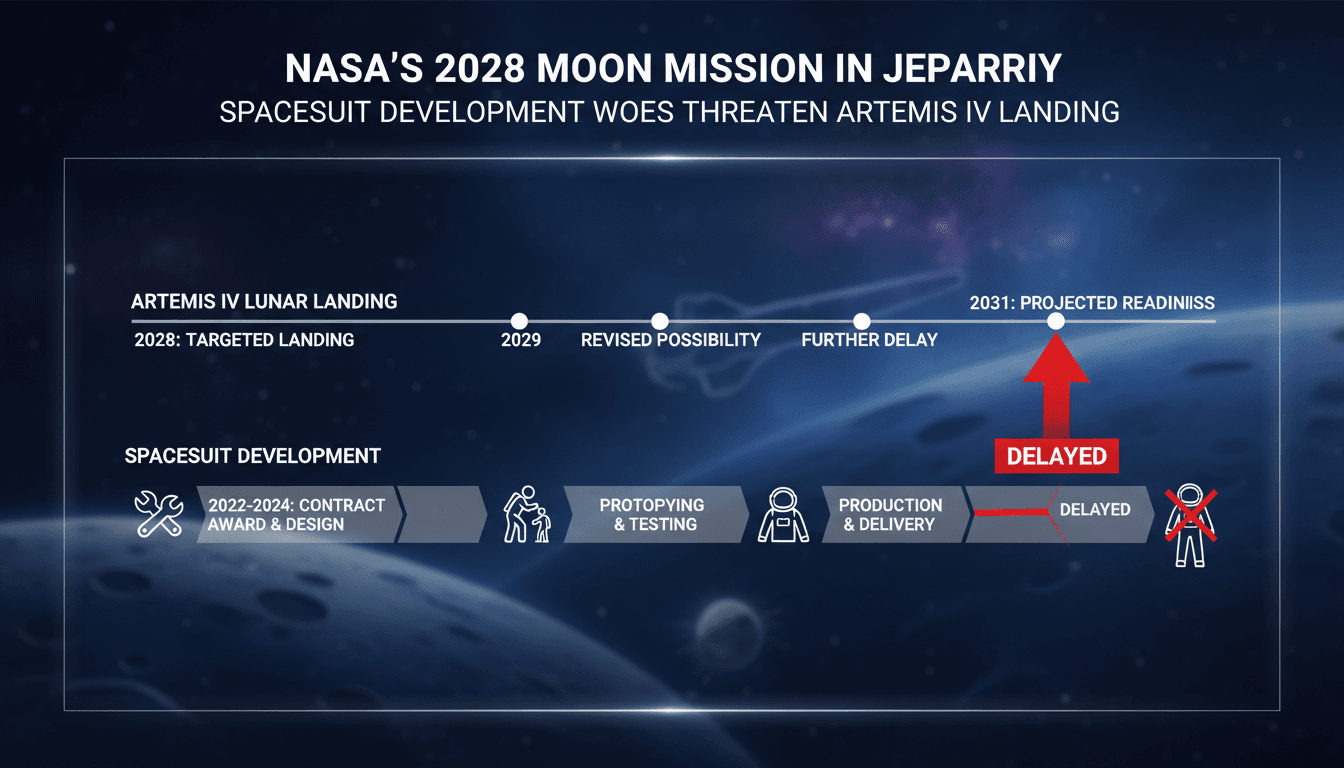 NASA warns of potential delay to 2028 Artemis IV lunar landing due to spacesuit development issues