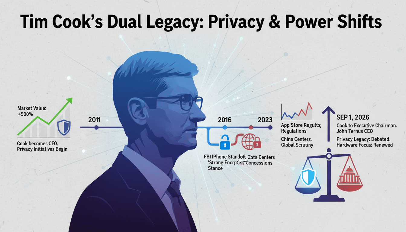 Tim Cook to Transition from Apple CEO to Executive Chairman Amid Privacy Legacy Debate